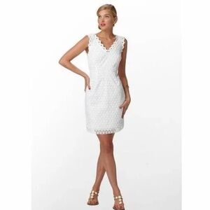Lilly Pulitzer White Cot Bridal Dress with Eyelet Lace Daisies Size 6
